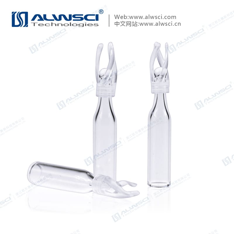 Вставка в виалы 6x29 мм, 300 мкл, прозрачное стекло на полипропиленовой ножке, 100шт/уп, ALWSCI